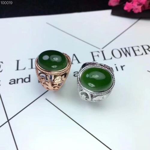 Natural Jasper ring12*16mm 925 sterling silver ring green Exquisite jewelry. Birthday gift