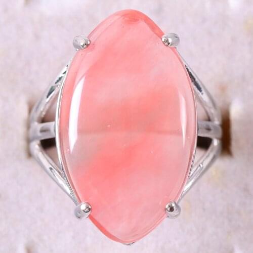 Finger Ring Natural Stone Olive CAB Cabochon Bead Volcano Cherry Quartz Adjustable Ring For Women Men Z364