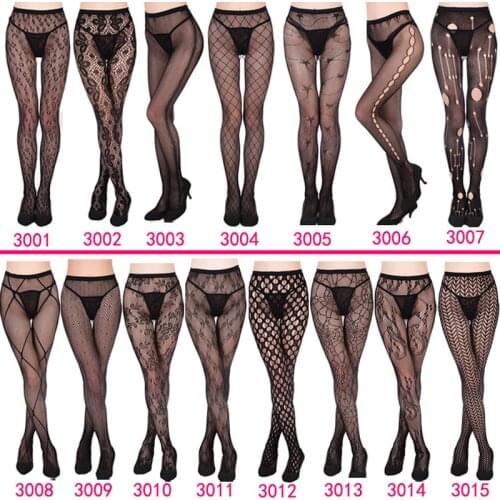 Sexy Lingerie Stockings Garter Belt Fishnet Tights Transparent sexy Pantyhose Thigh High Embroidery Stocking open sock for women