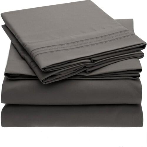 DROPSHIPPING Bedding Set Fitted sheet Flat sheet Pillowcase 3/4pcs US Size Solid Twin Full Queen King Bed sheet Dark gray
