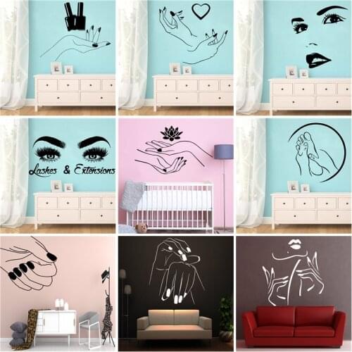 Creative Beauty Salon Decor Nail Salon Vinyl Wall Sticker For Girls Room Decoration Decal Wall Art Mural Stickers On The Wall