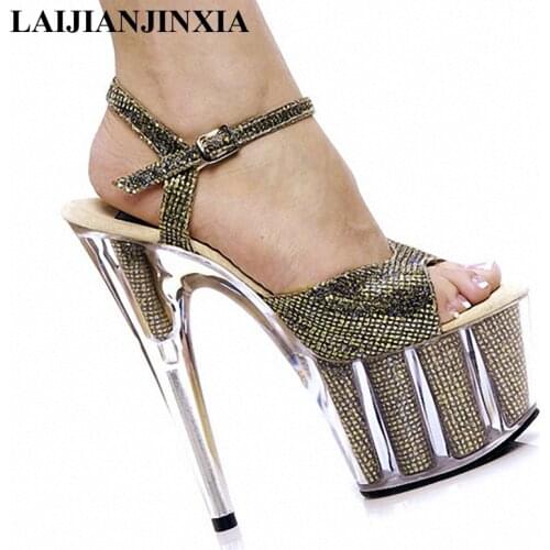 LAIJIANJINXIA Super High Heels 15 cm High Nightclub Sexy Sandals Platform Shoes Stage Model Fashion Runways Womens Shoes K-054