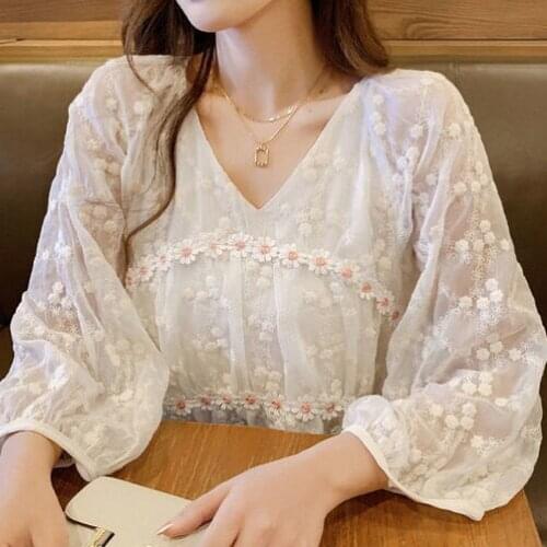 LANJING Blouses With Embroidery