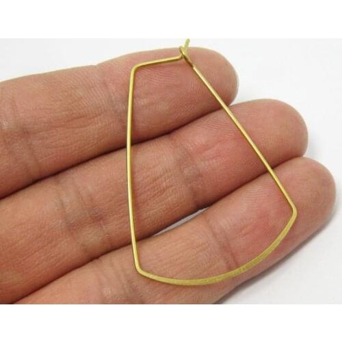 50pcs Brass ear wire 46x32mm Geometric Raw brass Earrings findings R215