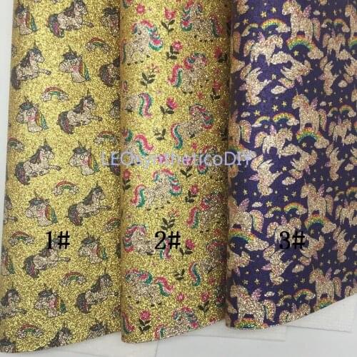 LEOsyntheticoDIY Gold Unicorn Synthetic Faux Vinyl Fabric Leather Sheets with Felt Backing For Bows DIY A4 Size 21X29cm 6S55E