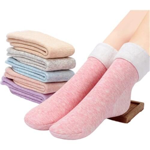5pairs/lot women winter warm socks striped cashmere snow sock womans and lady seamless velvet boots floor sleeping socks