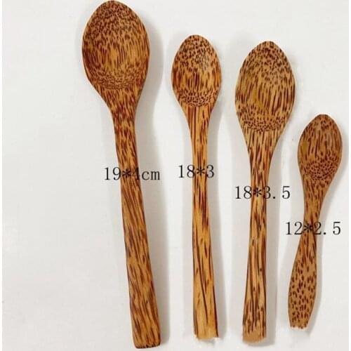 1Pc Coffee Spoon Sugar Wooden Honey Porridge Rice Tableware Dinnerware Long Handle Natural Bar Big Small Home Kitchen Wood Spoon