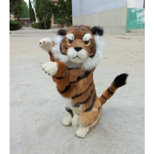 Simulation cute standing tiger 45x26cm model polyethylene&furs tiger model home decoration props ,model gift d433