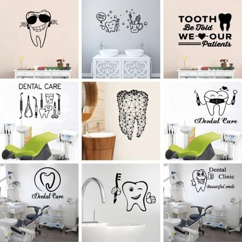 Cartoon tooth Pvc Wall Decals For Tooth Dental Vinyl Wall Stickers Mural Commercial Decals Art Stickers naklejki