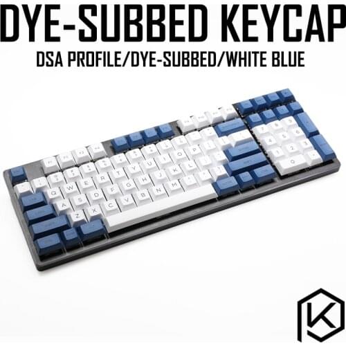 Dsa white blue colorway Dye Sub Keycap Set PBT plastic for keyboard gh60 xd60 xd84 cospad tada68 rs96 zz96 87 104 660