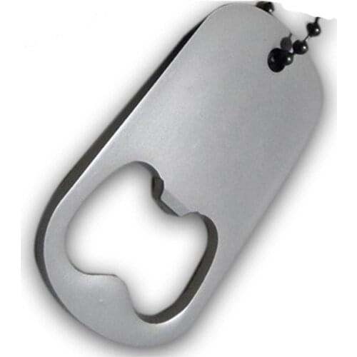 Customizable blank dog tag cheap custom steel bottle opener with chain