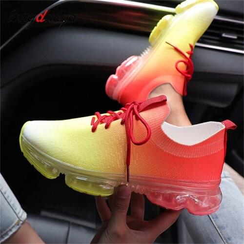 New Air Cushion Running Shoes Women Mesh Breathable Wear-Resistant Massage Sport Shoes Women Trainer Platform Rainbow Sneakers