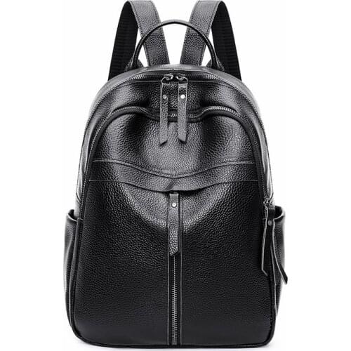 New Fashion 100% Soft Genuine Leather Women Backpack Casual Travel Bag High Quality Girls Schoolbag Cowhide Luxury Backpack Bag