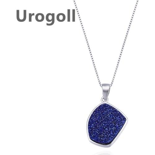 Noble Women Pure 925 Sterling Silver Necklace Blue Crystal Pendant Creative Clavicle Chain Necklace For Girl Dress Up Gift