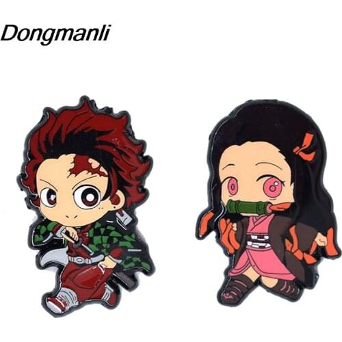 P4462 Dongmanli Anime Pins Demon Slayer Kimetsu no Yaiba Blade of Ghost Vintage brooch For Women Girl Cosplay Jewelry Gift