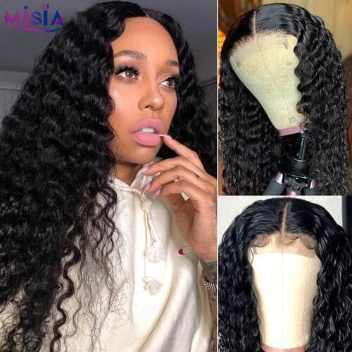 30Inch Loose Deep Wave Wig Transparent 4x4 Lace Front Human Hair Wigs For Black Women150 Density Remy 4x4 Curly Lace Closure Wig