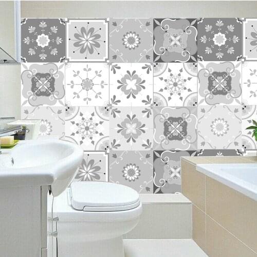 Tiles Diagonal Wall Sticker Kitchen Decoration Art Mural Bathroom Glass Tile Waist Line PVC DIY flower Wall Decals H1114