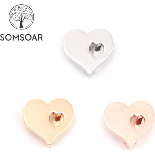 Somsoar Jewelry Heart Shape Slide Charms fit 10mm Mesh Bracelet and Leather Wrap Bracelet accessories Making 10pcs/lot