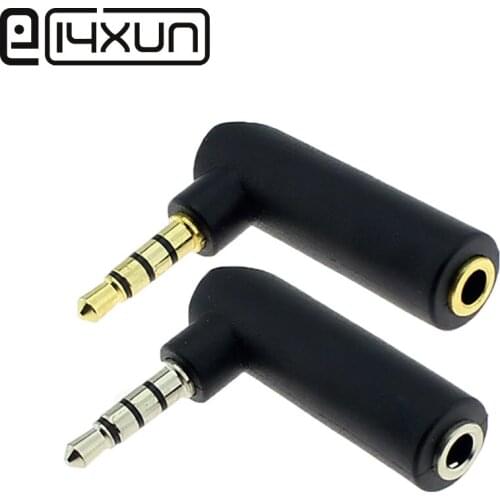 1Pcs Gold/Nickel 3.5mm 4Pole 90Degrees Right Angle Female to 3.5mm 4 Pole Male Audio Stereo Plug L Shape Jack Adapter Connector