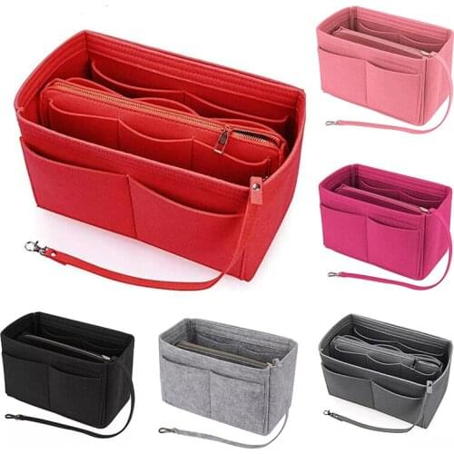 Q 2020 Fashion Women Portable Cosmetic Bags Handbag Bag Felt Cloth Large Capacity Women Storage Pouch Travel Accessories