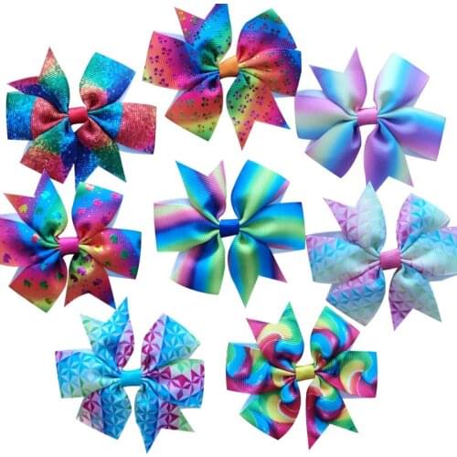 1PCS Bronzing Printing Hair Hand Bohemian Bows Girls 29 colors Scrunchy Grosgrain Ribbon Hair Bow Kids Hair Accessories 2020