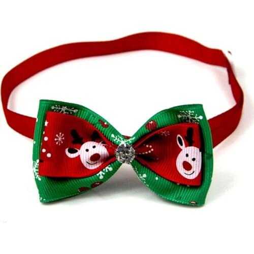 Christmas Holiday Pet Cat Dog Collar Bow Tie Adjustable Neck Strap Cat Dog Grooming Accessories Pet Decoration Cat Dog Supplies