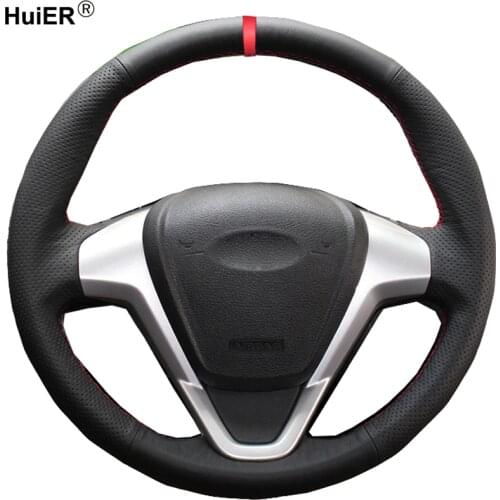 Hand Sewing Car Steering Wheel Cover For Ford Fiesta 2008-2016 2017 Ecosport 2014- 2015 2016 2017 Braid on the Steering wheel