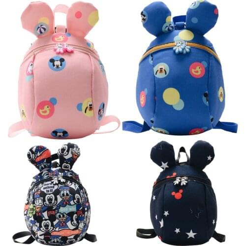 Disney Mickey Mouse Backpack Children Anti-lost Bag Girls Boys Student Shoulder Bags Kindergarten Zipper Tiny Backpacks 2021 New