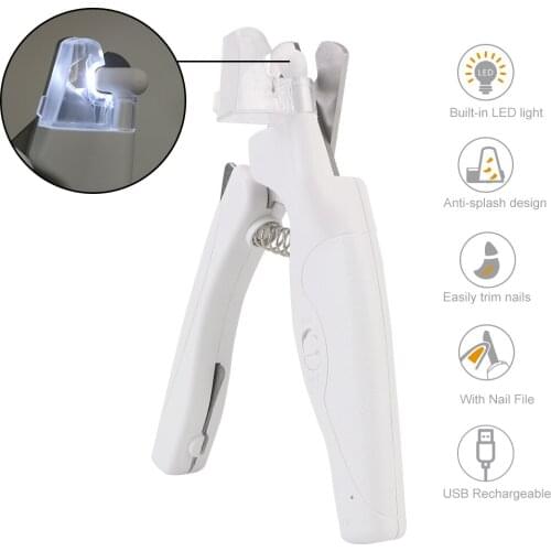 With LED Light Professional Dogs Cats Claw Nail Clippers Pet Nail Trimmer Trapper Pets Supplies Stainless Steel