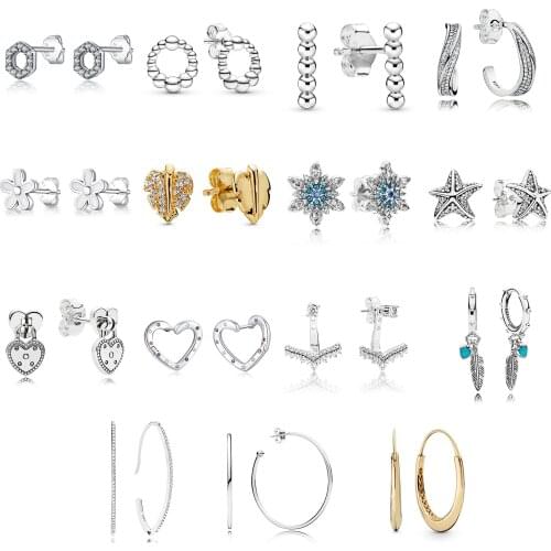 925 Sterling Silver Earrings Diy Hive Gold Leaf Snowflake Starfish Dreamcatcher Shape Earring For Women Wedding Party Jewelry