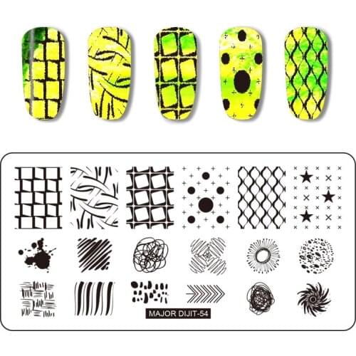 12.5*6.5cm Nail Art Stamp Geometric Line Patterns Template Image Plate Design Stamping Plate with White Pad