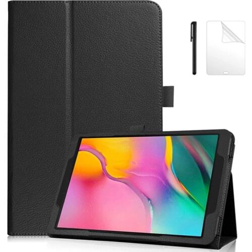 Folding Litchee Style PU Leather Case for Samsung Galaxy Tab A 10.1 2019 T515 T510 SM-T510 SM-T515 10.1 inch Tablet Case+FilmPen