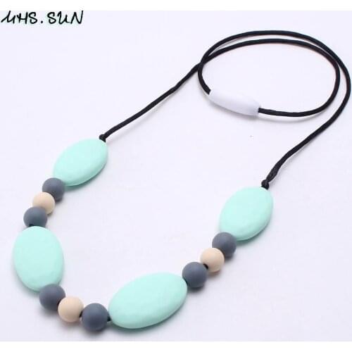 MHS.SUN Food Grade Silicone Teething Necklace BPA Free Soft Silicone Nursing Nekclace Baby Mother Carrier Chewable Jewelry