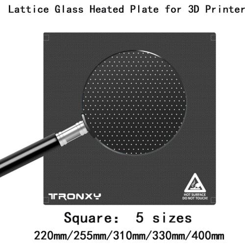 5 Sizes Lattice Glass Heating Plate with 220mm 255mm 310mm 330mm 400mm Suitable for Heated Bed of 3D Printer Parts & Accessories