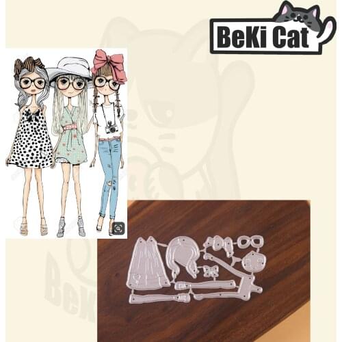 Cute girl Cutting Dies Stencils for DIY Scrapbooking photo album Decorative DIY Paper Cards