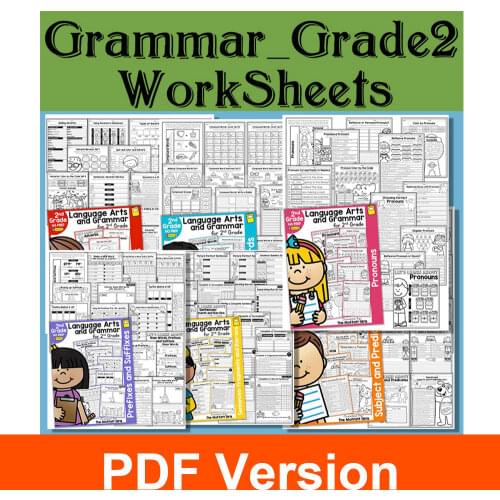 2nd Grade Language Arts and Grammar BUNDLE Wooksheet Children Learning in English language Exercise reading books for kids