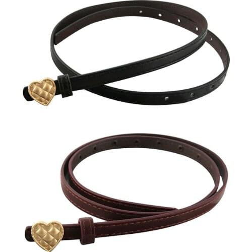 Vintage Love Buckle Thin Belt Women PU Leather Jeans Dress Decorative Party Waistband Clothes Accessories