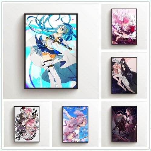 WTQ Canvas Painting Anime Posters Puella Magi Madoka Magica Retro Poster Wall Decor Wall Art Picture Room Decor Home Decor