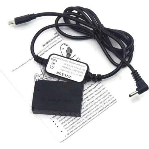 Power Bank Charger PD USB Type C Adapter Cable+DR-E12 DC Coupler LP-E12 Dummy Battery for Canon EOS M2 M10 M50 M100 M200 Camera