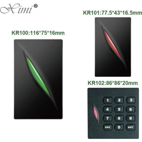 ZK KR100 KR101 KR102 IP65 Waterproof RFID Card Reader For Access Control System 125KHZ 13.56MHZ Wiegand26 34 Keypad Card Reader