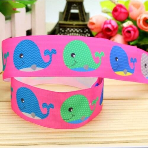 1.5'' Free shipping whale printed grosgrain ribbon hairbow headwear party decoration diy wholesale OEM 38mm P5619