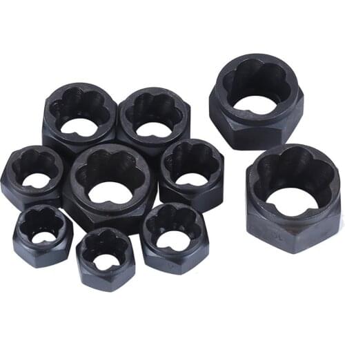 10Pcs Metal Bolt Nut Remover Extractor Kit Damaged Stripped Socket Wrench Set Car Accessories
