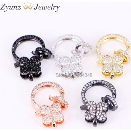 10PCS ZYZ292-8373 Link Connector CZ Micro Pave Clasps Jewelry findings Micro Pave butterfly Lobster clasps accessories