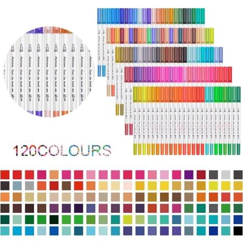 120 Pcs Watercolor Brush Markers Calligraphy Pen For Office & School Supplies and Stationery for Artists and Painting Beginners