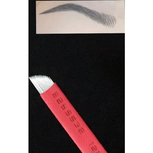 16 pins 0.18 mm Permanent Makeup Manual Eyebrow Tattoo Needles Blade For 3D Embroidery Microblading Tattoo Pen Machine