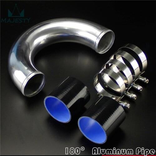 180 degree 80mm 3.15" Aluminum Turbo Intercooler tube Pipe +silicon hose+T clamp