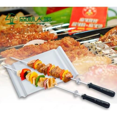 20.5''/52cm Barbecue Skewer Stainless Steel Shish Kabob Sticks Flat Metal BBQ Stick Slide Disc Easily Removes Food 4/6/10/12pcs