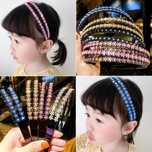 2021Colorful Rhinestone Flower Hair Hoop Double Side Headband Crystal Hairband for Women Girls Hair Band Hair Accessories
