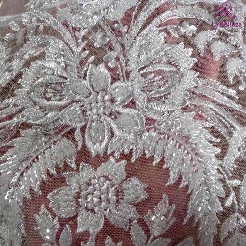 2021 new lace fabric,1 Yard off white lace,heavy beaded lace fabric,large patterns lace,good quality lace