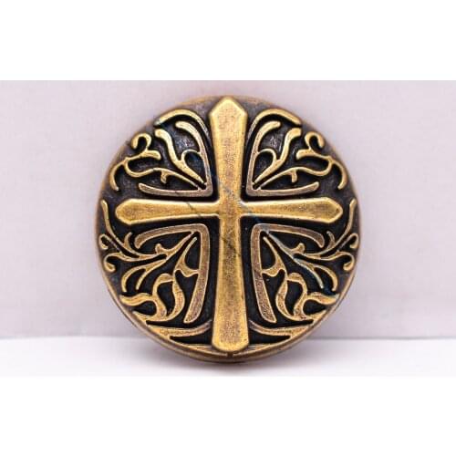 30mm DIY Antique Brass Plated Celtic Biker Cross Leathercraft Accessories Hardware Saddle Bridle Concho Screwback